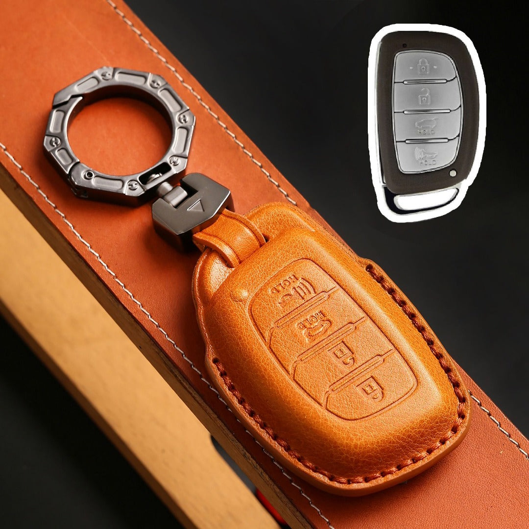 Hyundai Leather Car Key Cover 4 Button