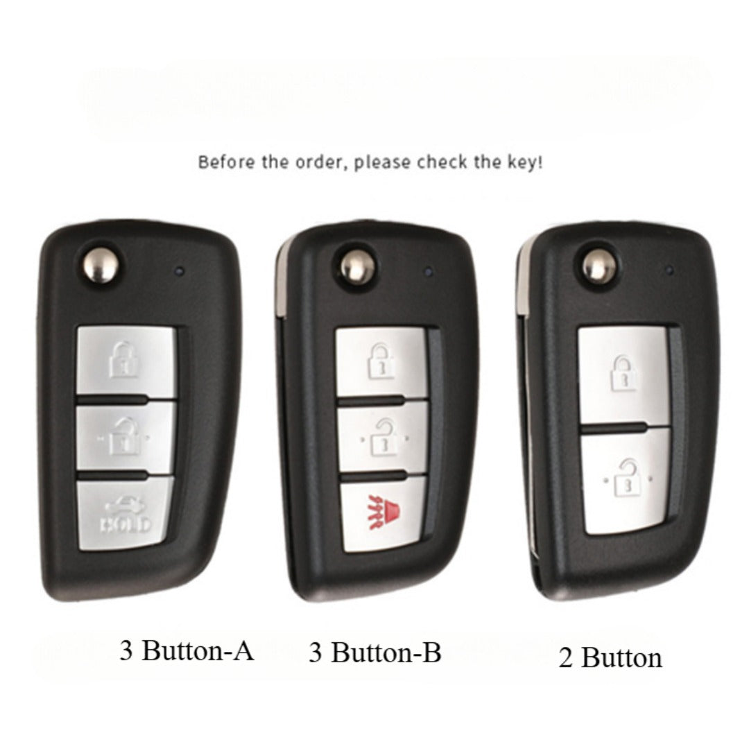 Nissan Sylphy Tiida X-Trail Qashqai Kicks Leather Car Key Cover 2,3 Button