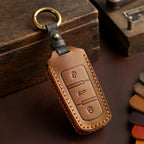 Carsine Volkswagen Magotan B7 CC Leather Car Key Cover 3 Button Black