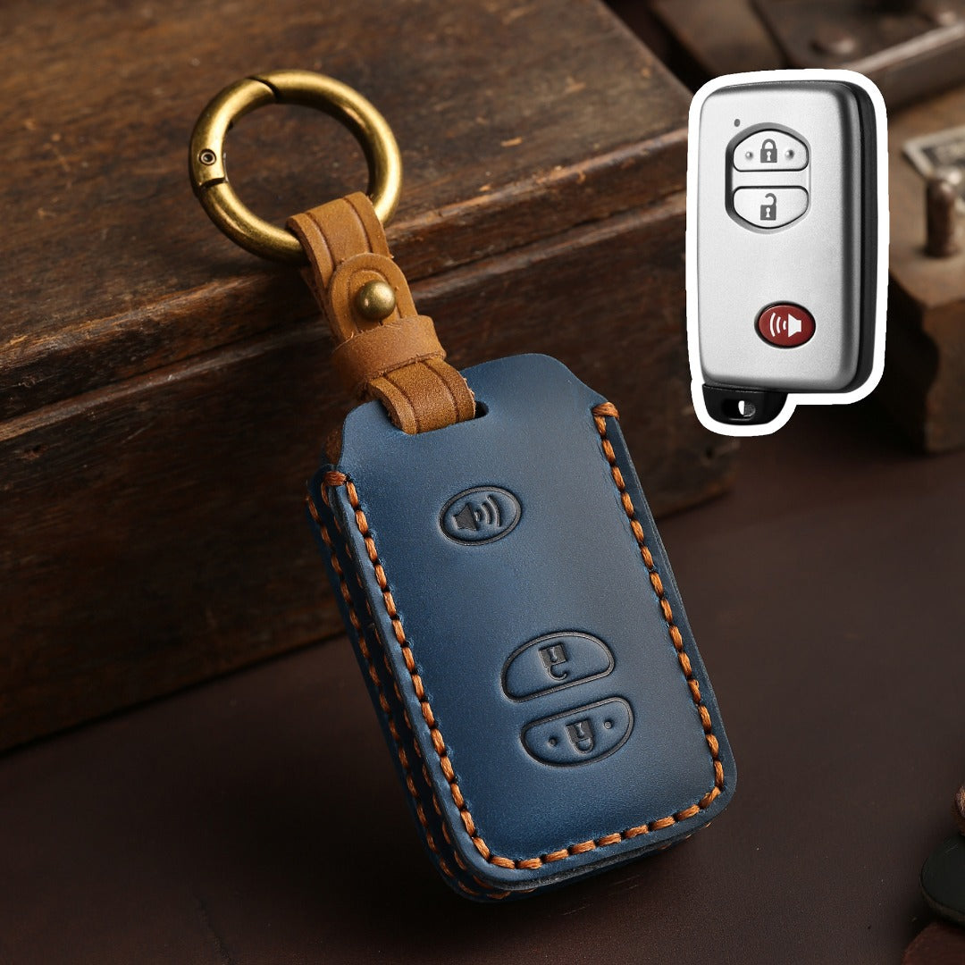 Carsine Toyota Camry Highlander Crown Leather Car Key Cover 3,4 Button Blue / 3 Button