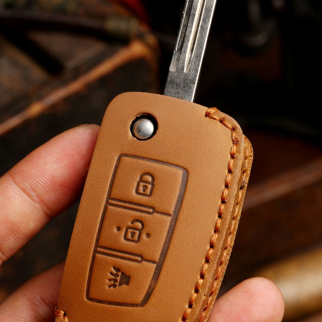 Nissan Sylphy Tiida X-Trail Qashqai Kicks Leder-Autoschlüsselhülle mit 2 oder 3 Tasten