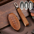 Étui en cuir pour clé de voiture Nissan à 3, 4 ou 5 boutons