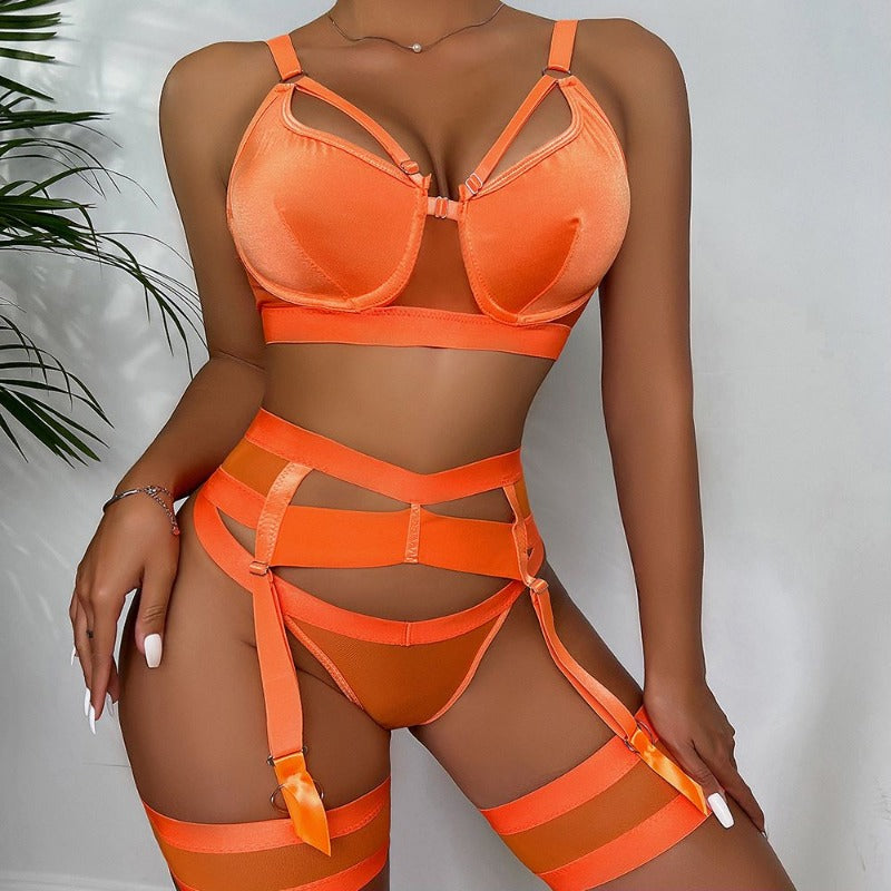 Orange sexy women's underwear garter straps