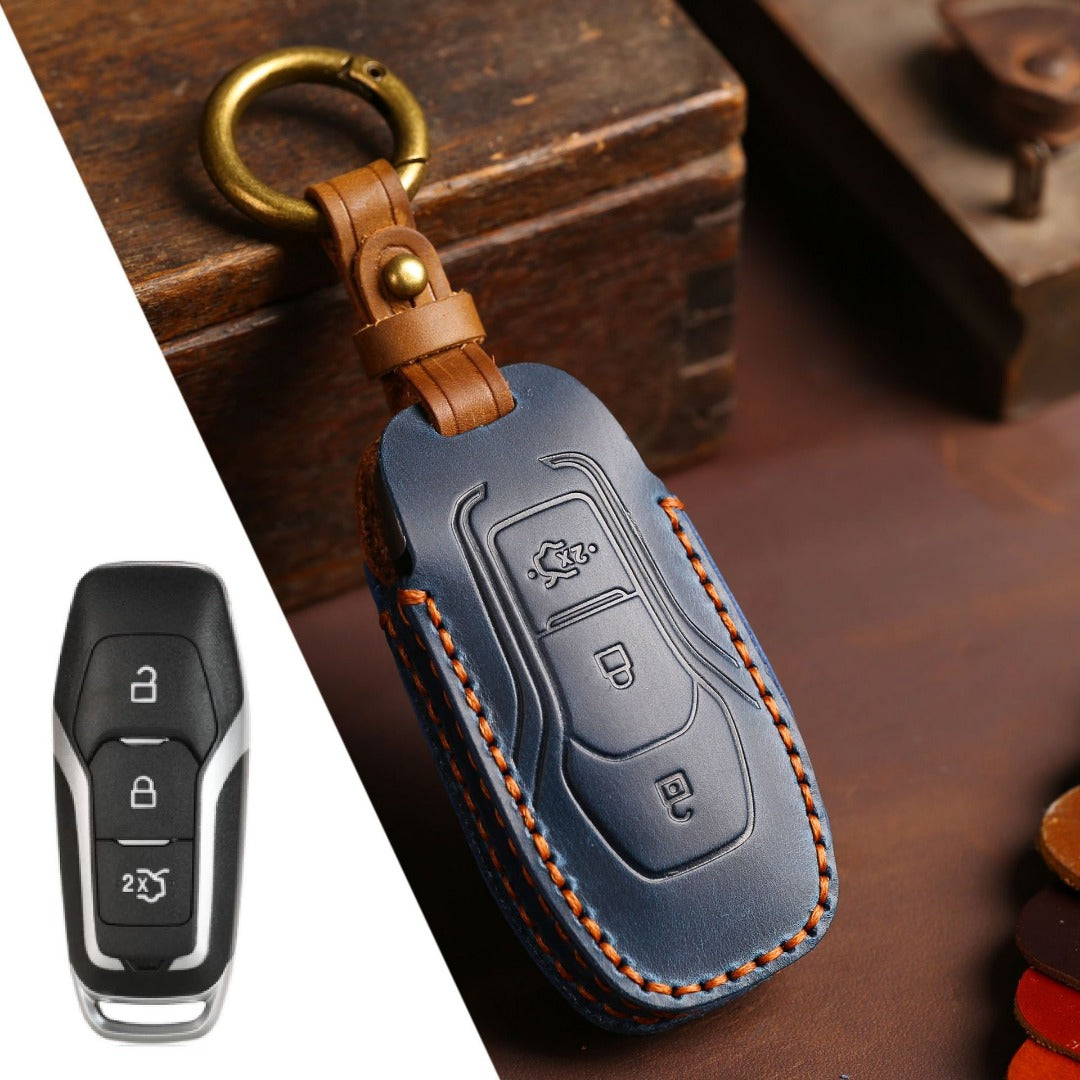 Ford Escort Mondeo EcoSport Edge Mustang Explorer Leather Car Key Cover 3,4,5 Button