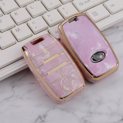 Carsine Kia Car Key Case Gold Inlaid With Jade Pink / Key case