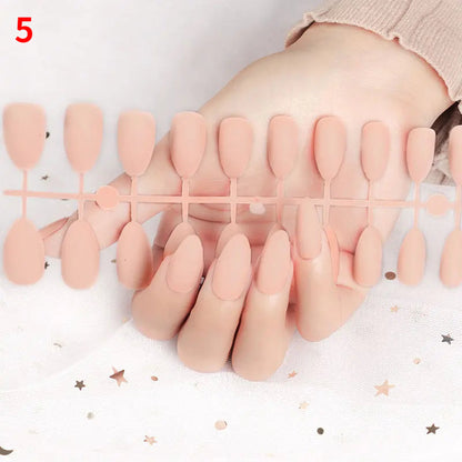 Carsine 100pcs/box Clear Transparent Seamless Fake Nails Full Coverage False Nails Tips Short T-shaped Full Sticker For Nails Manicures 5