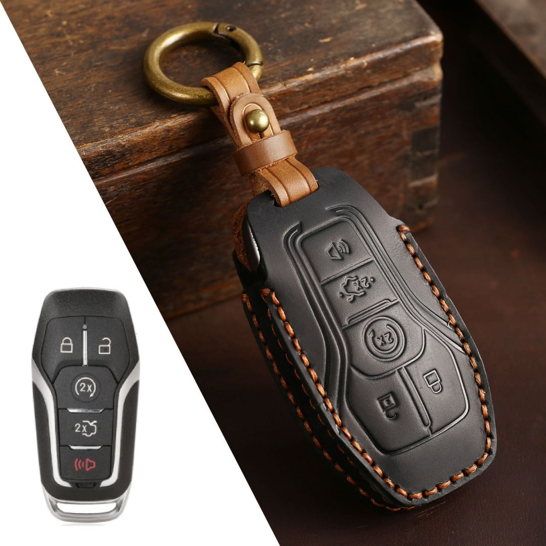 Ford Escort Mondeo EcoSport Edge Mustang Explorer Leather Car Key Cover 3,4,5 Button