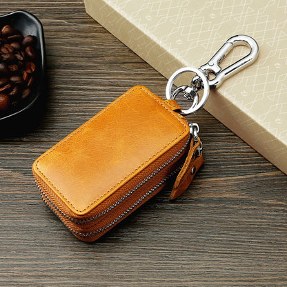 Universal leather double layer car key bag transparent window suitable for all models