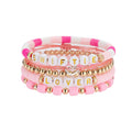 Carsine Taylor Swift Friendship Bracelets TS Album Inspired Bracelet Set Lover Fearless 1989 Speak Now Tour Bracelets Music Festival Bracelets 5 Pcs Pink