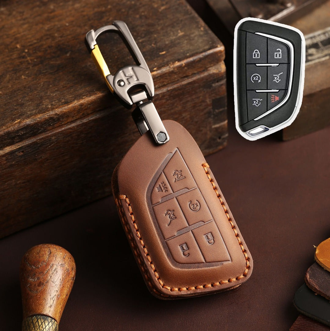 Cadillac CT5 CT4 Leather Car Key Cover 5,6 Button