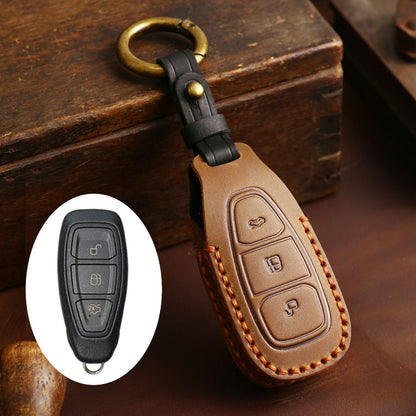 Ford EcoSport Focus Leather Car Key Cover 3 Button