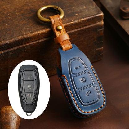 Ford EcoSport Focus Leather Car Key Cover 3 Button