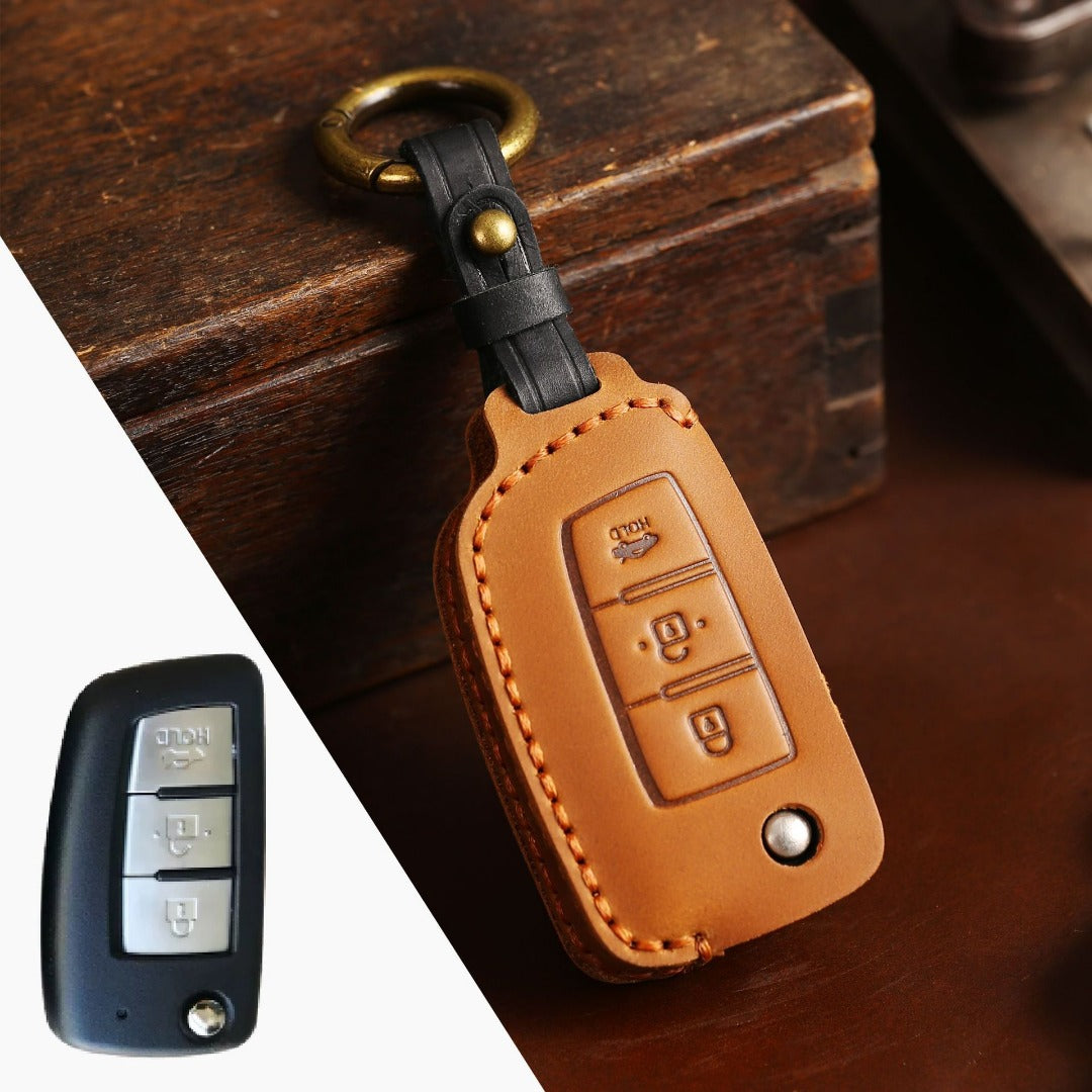 Nissan Sylphy Tiida X-Trail Qashqai Kicks Leather Car Key Cover 2,3 Button