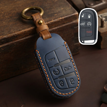 Jeep Cherokee Grand Commander Compass Leather Car Key Cover 5 Button