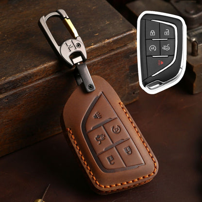 Cadillac CT5 CT4 Leather Car Key Cover 5,6 Button