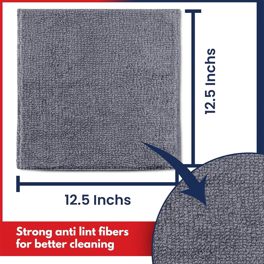 Microfiber Cleaning Cloth - 12 Packs 12.6"x12.6" - High Performance - 1200 Washes, Ultra Absorbent Towels Weave Grime & Liquid for Streak-Free Mirror Shine - Car Washing Cloth