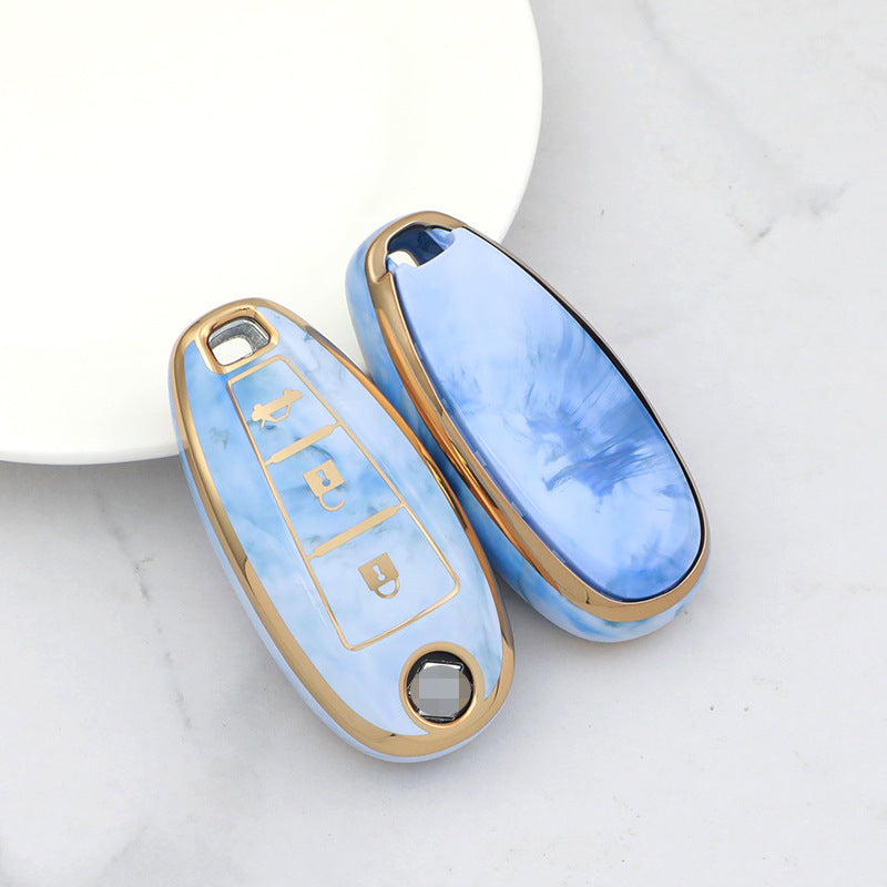 Carsine Suzuki Car Key Case Gold Inlaid With Jade Blue / Key case