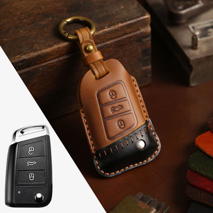 Volkswagen Sagitar Magotan Leather Car Key Cover 3 Button