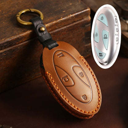 Hyundai Leather Car Key Cover 5,7 Button