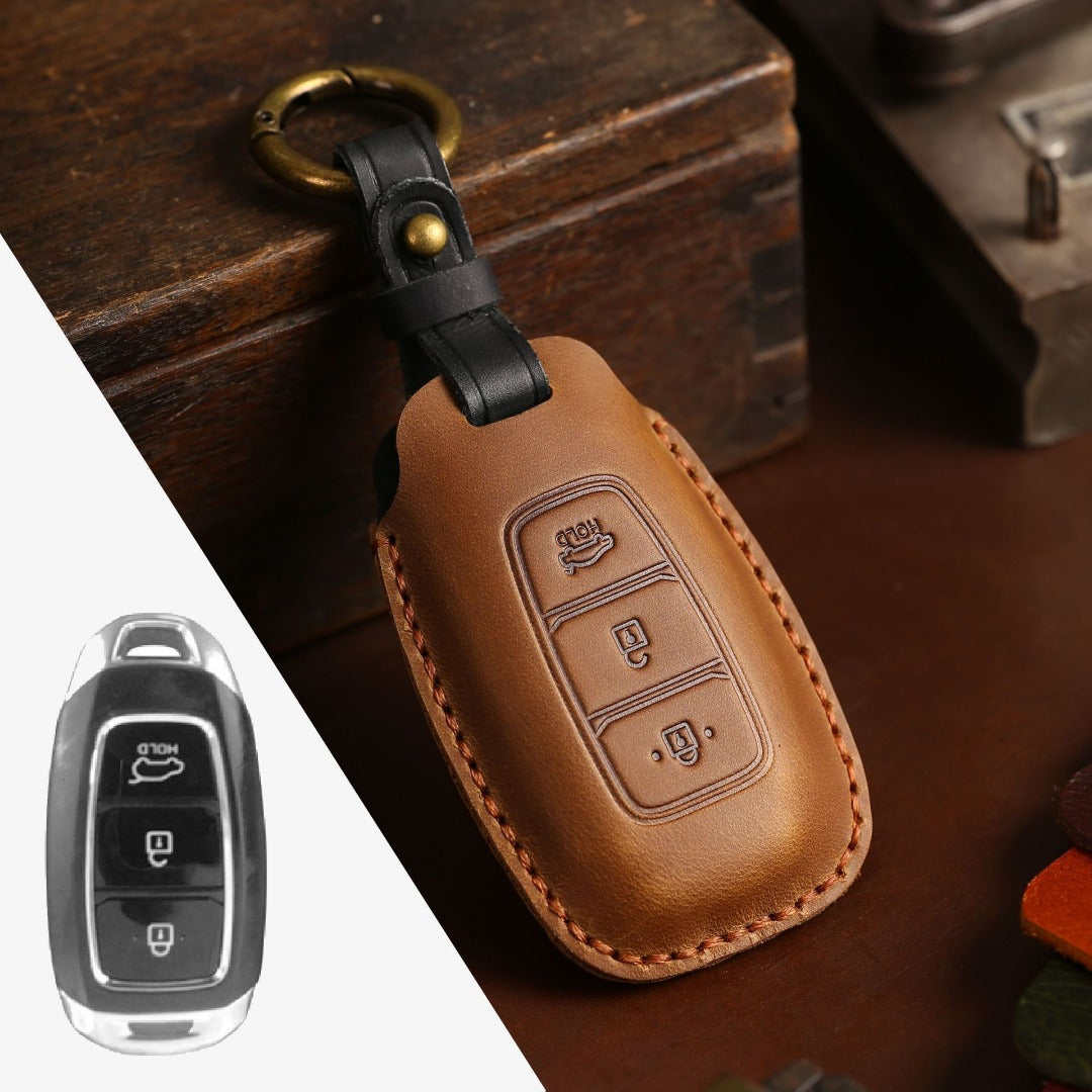 Hyundai IX25 Festa IX35 Leather Car Key Cover 3 Button