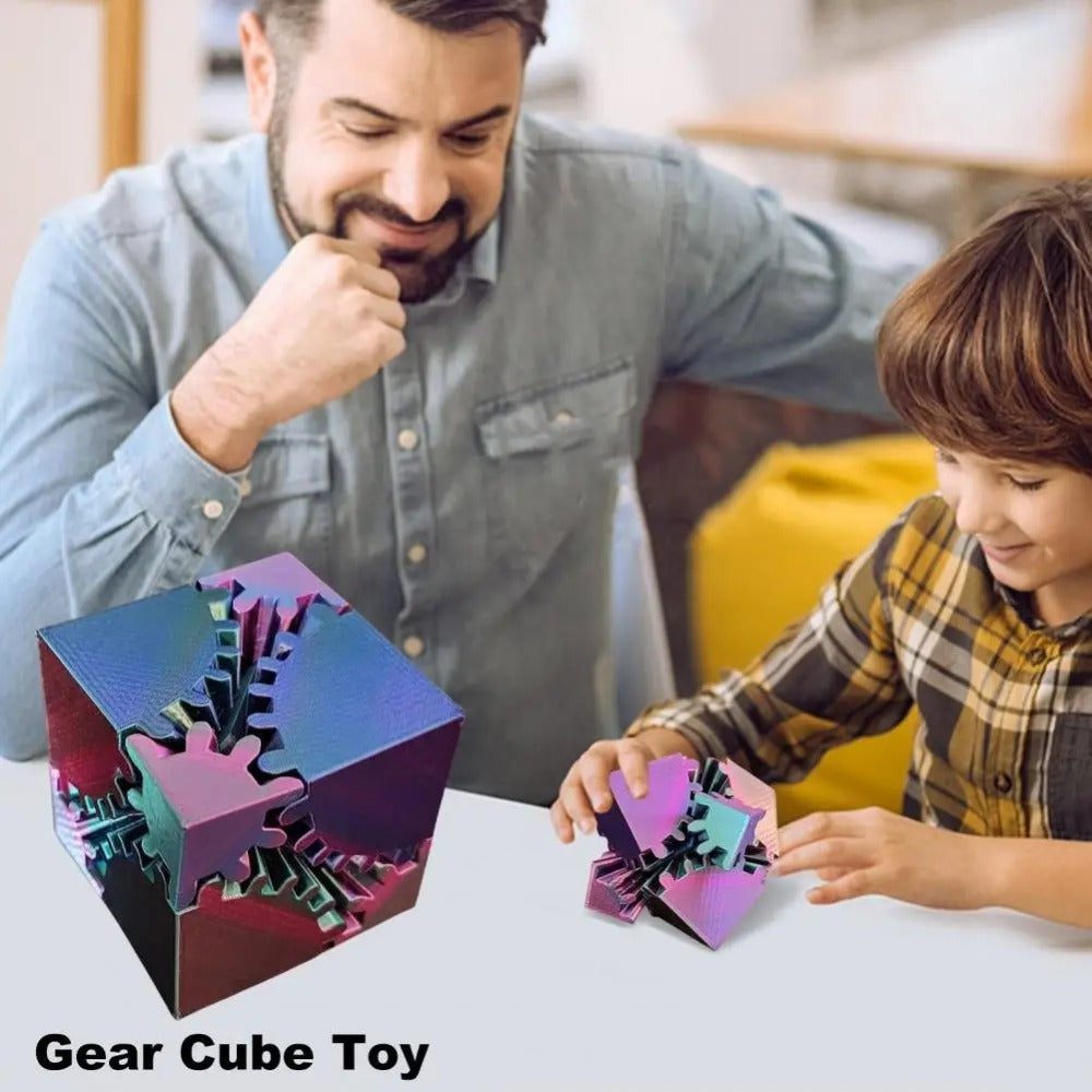 Gear Cube Fidget Toy 3D Printed Gear Cube Spin Toy Stress Cube Gear Toy for Stress and Anxiety Relief