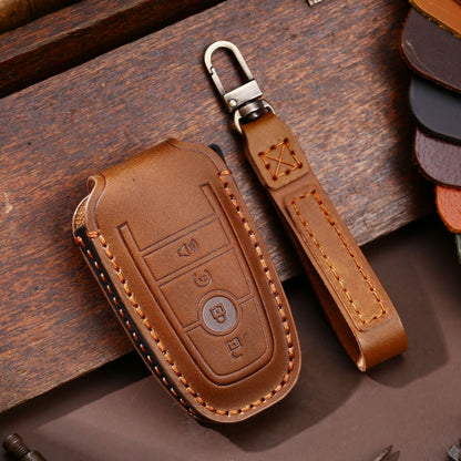 Ford Focus Explorer Kuga Sharp Aviator Lincoln Mondeo Edge F-150 Raptor Pickup Trucks Leather Car Key Cover 2,3,4,5 Button