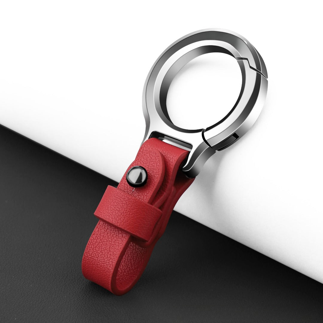 Top layer cowhide zinc alloy keychain