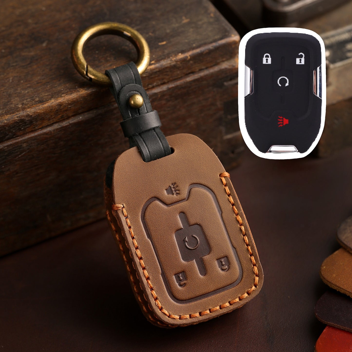 GMC Chevrolet Leather Car Key Cover 4,5,6 Button