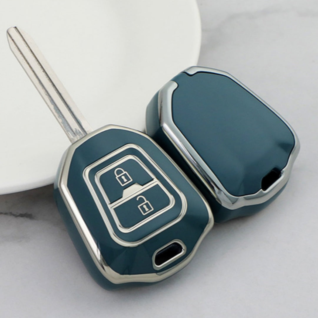 Isuzu Car Key Case Silver Edge