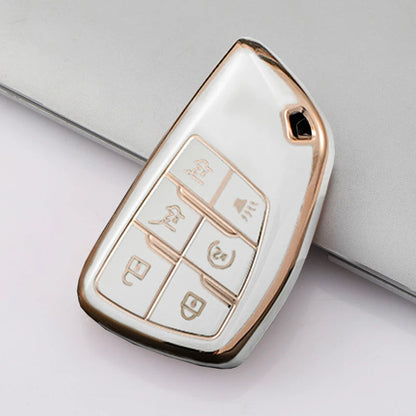 Carsine Chevrolet Car Key Case Golden Edge White / Key case