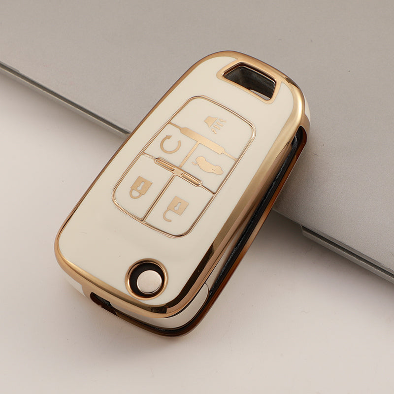 Carsine Chevrolet Car Key Case Golden Edge White / Key case