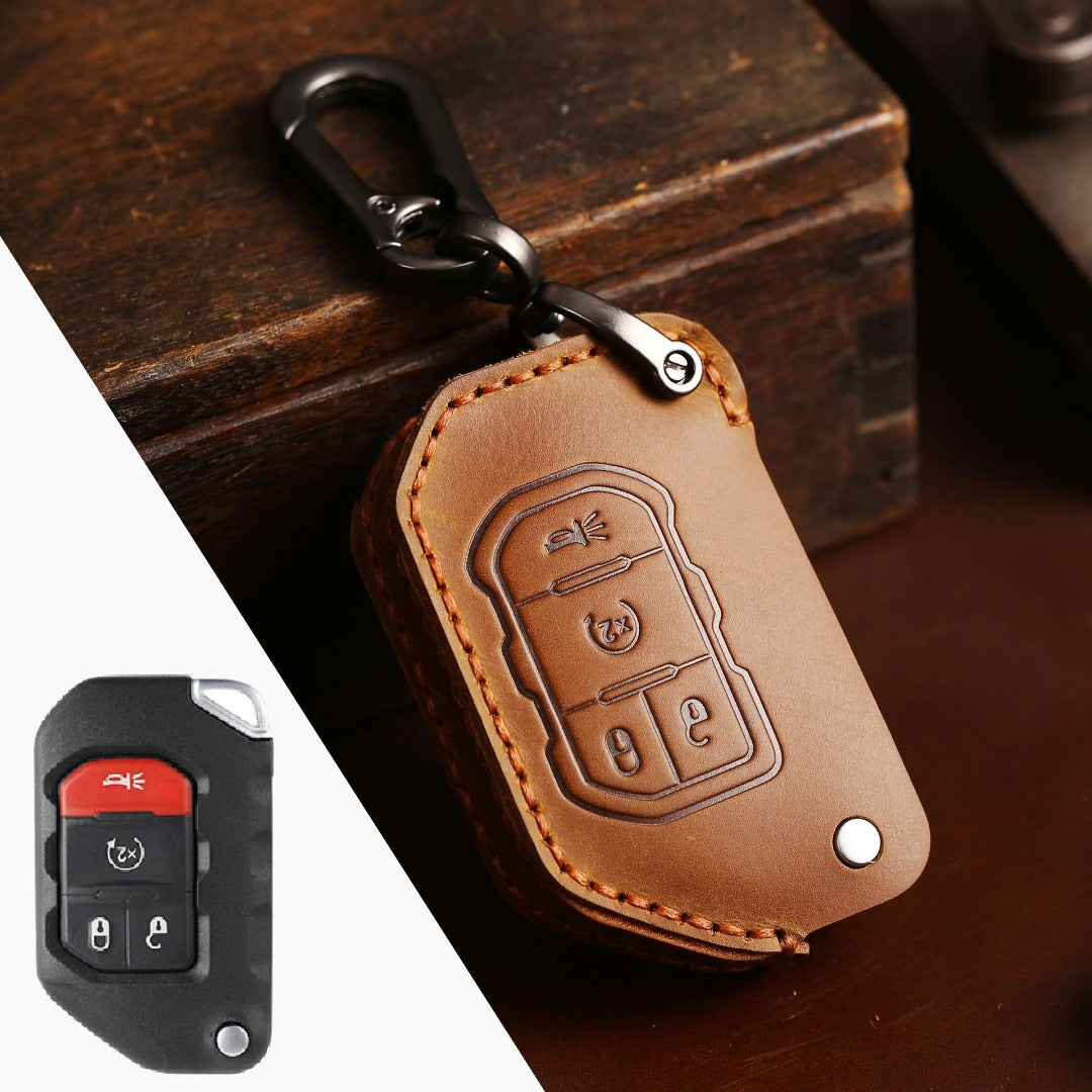 Jeep Wrangler Leather Car Key Cover 2,4 Button