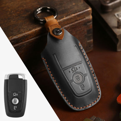 Ford Focus Explorer Kuga Sharp Aviator Lincoln Mondeo Edge F-150 Raptor Pickup Trucks Leather Car Key Cover 2,3,4,5 Button