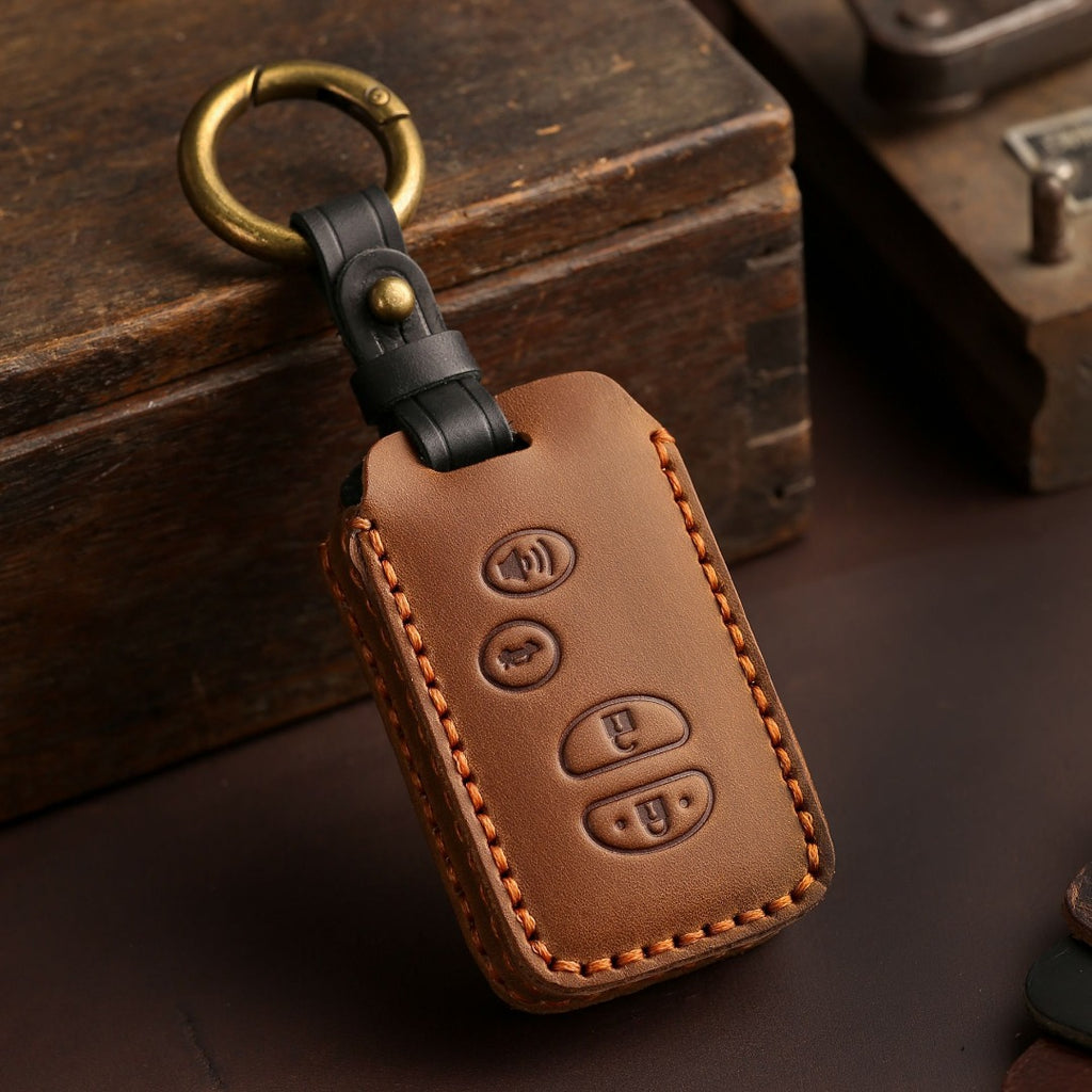 Carsine Toyota Camry Highlander Crown Leather Car Key Cover 3,4 Button Black / 3 Button