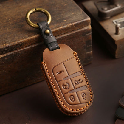 Jeep Cherokee Grand Commander Compass Leather Car Key Cover 5 Button