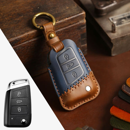 Volkswagen Sagitar Magotan Leather Car Key Cover 3 Button