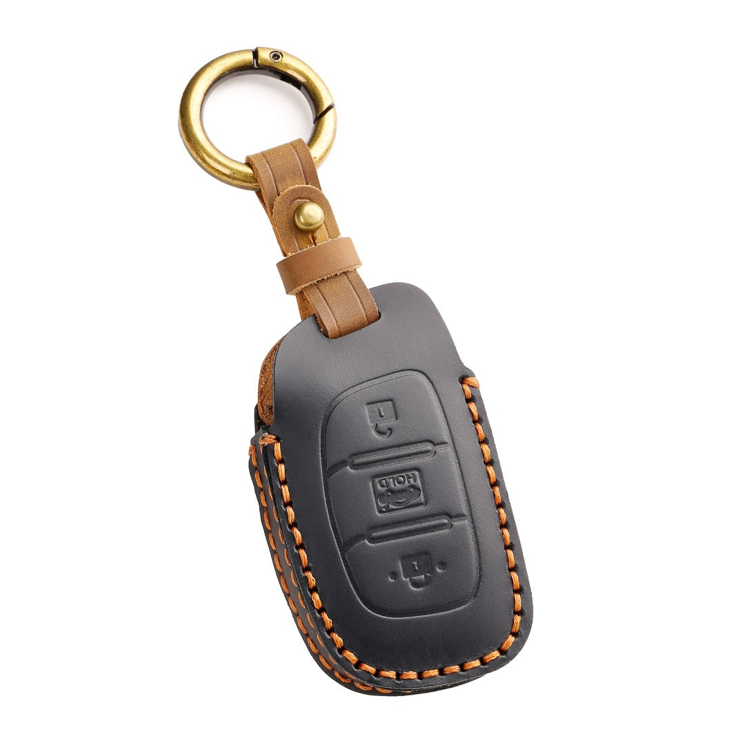 Hyundai Elantra IX25 Festa IX35 Verna Leather Car Key Cover 3 Button