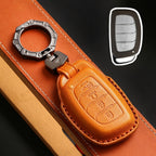 Carsine Hyundai Leather Car Key Cover 4 Button Brown / 4 Button-A