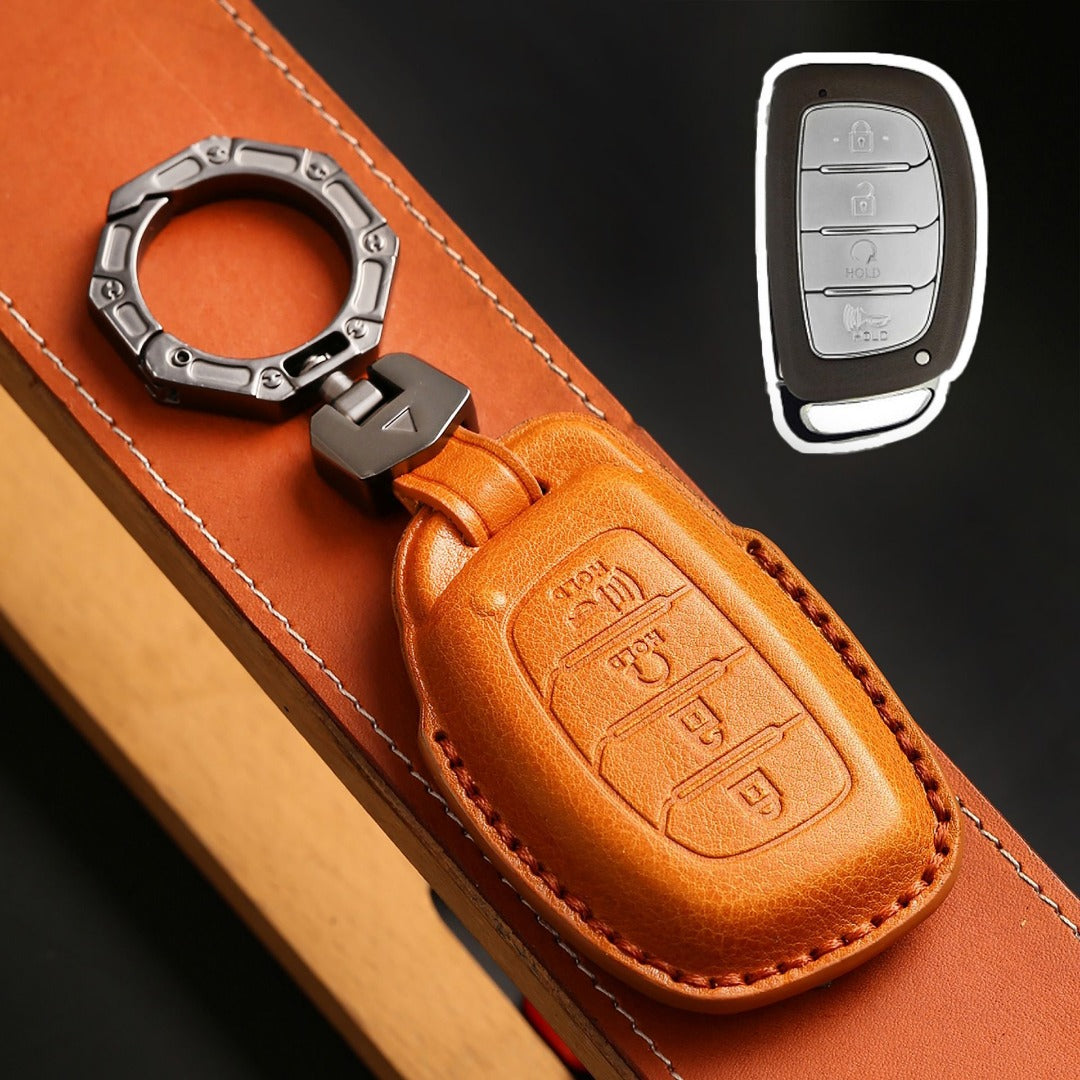 Hyundai Leather Car Key Cover 4 Button