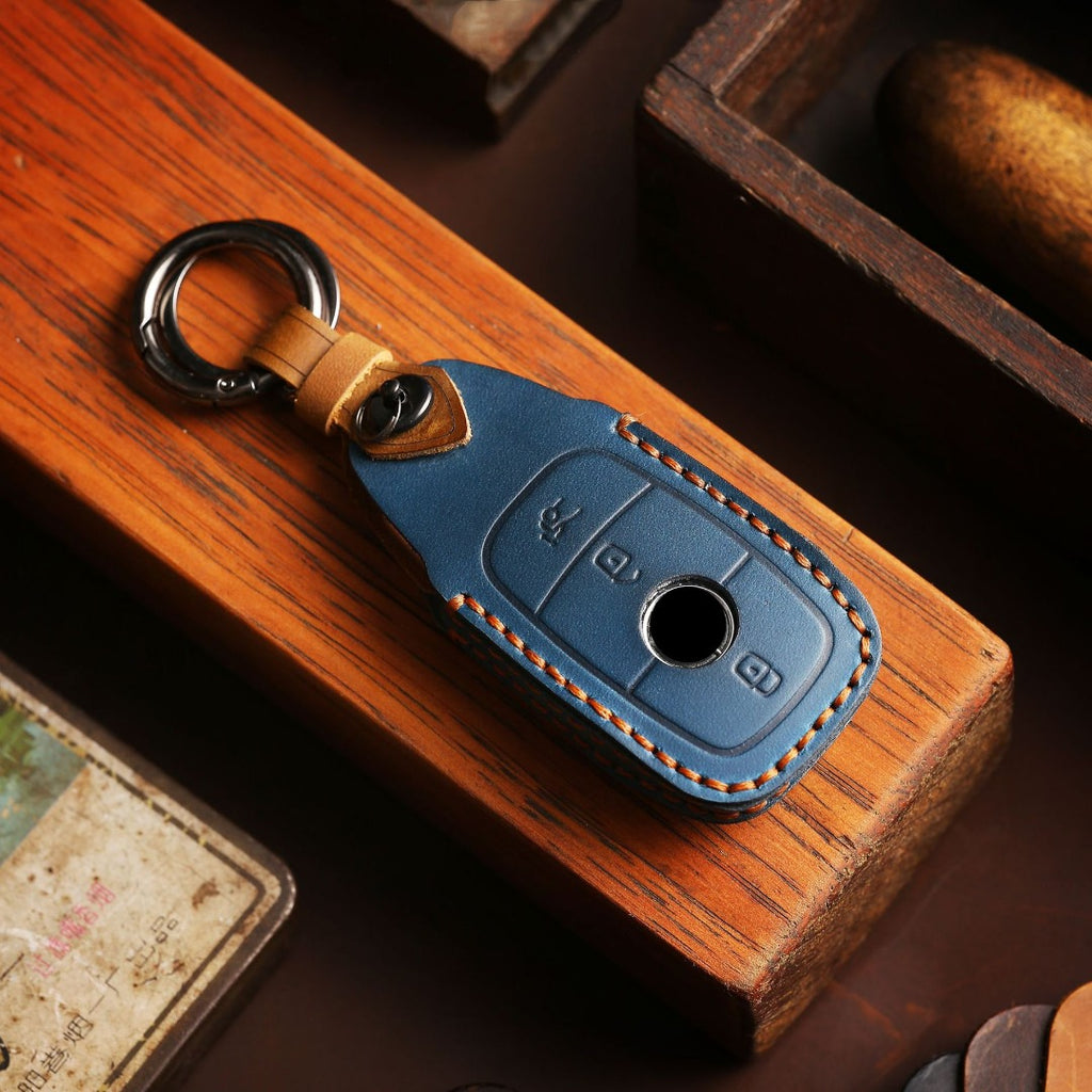 Étui de clé de voiture en cuir Mercedes-Benz 3 ou 4 boutons