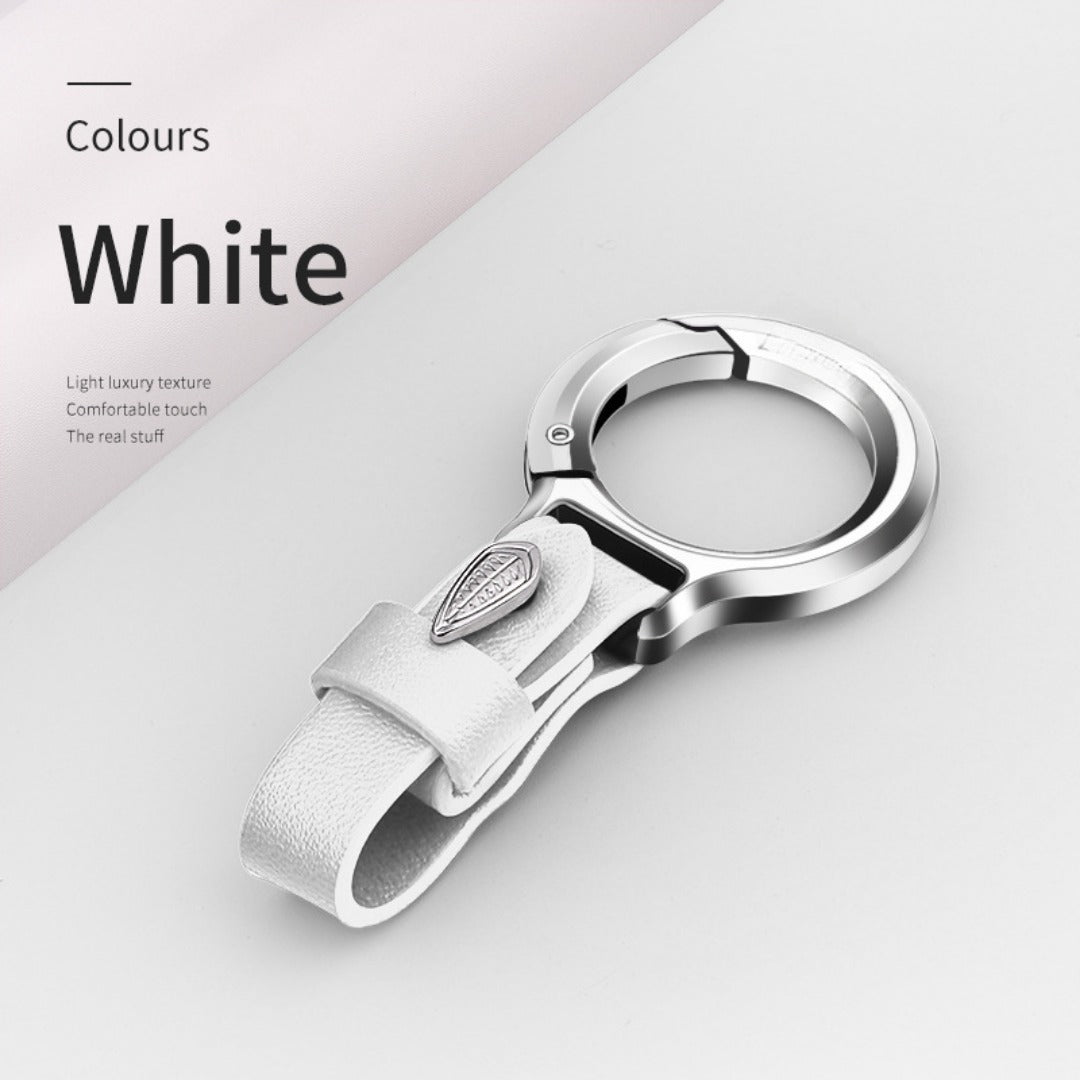 Top layer cowhide zinc alloy keychain