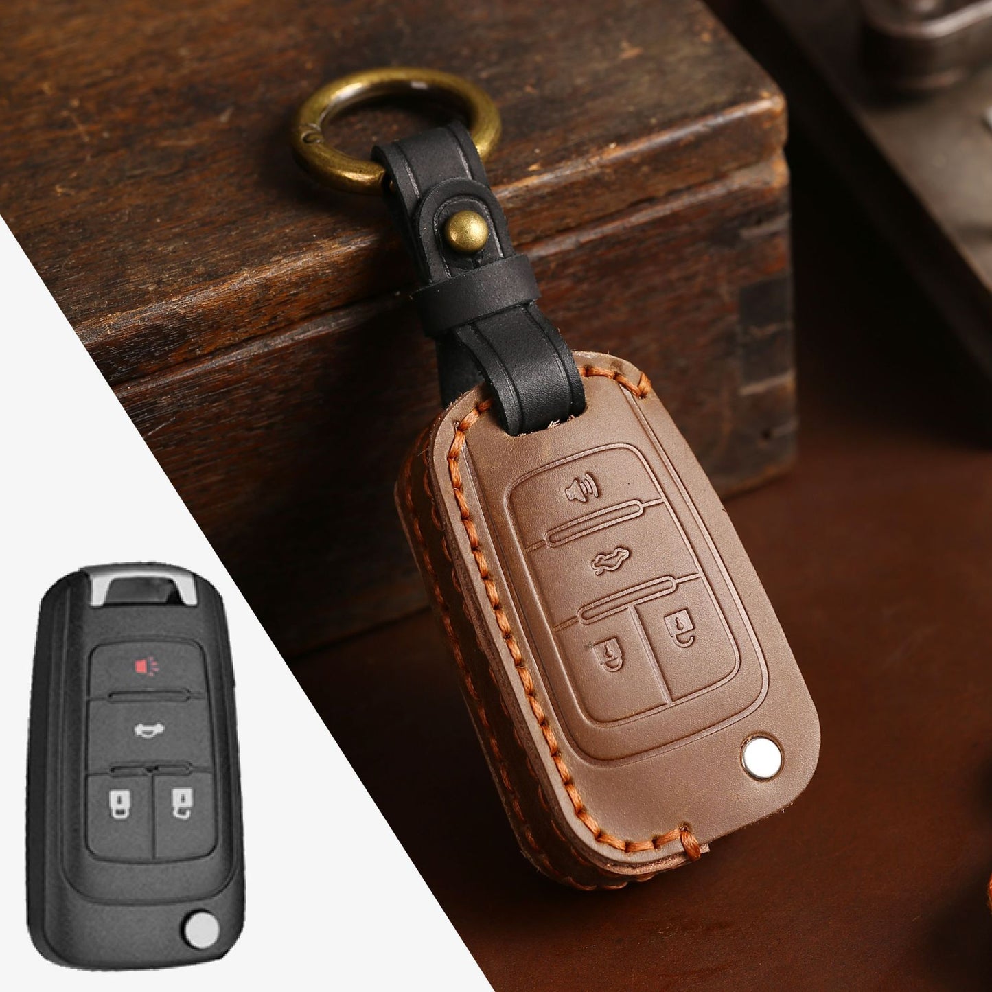 Buick Chevrolet Leather Car Key Cover 2,3,4,5 Button