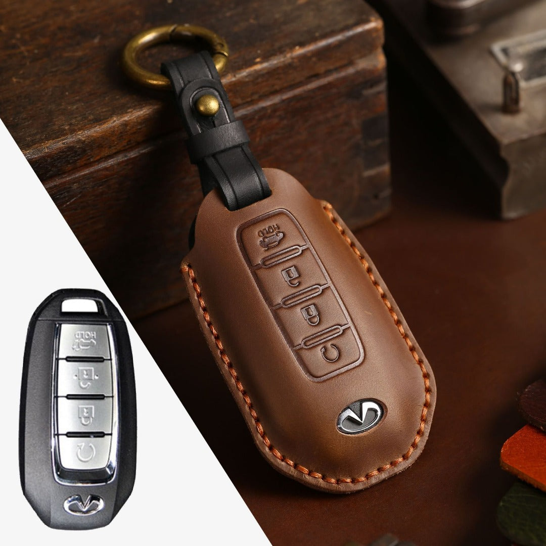 Infiniti Leather Car Key Cover 3,4 Button