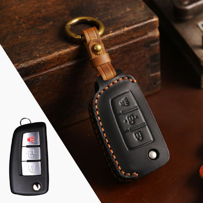 Nissan Sylphy Tiida X-Trail Qashqai Kicks Leather Car Key Cover 2,3 Button