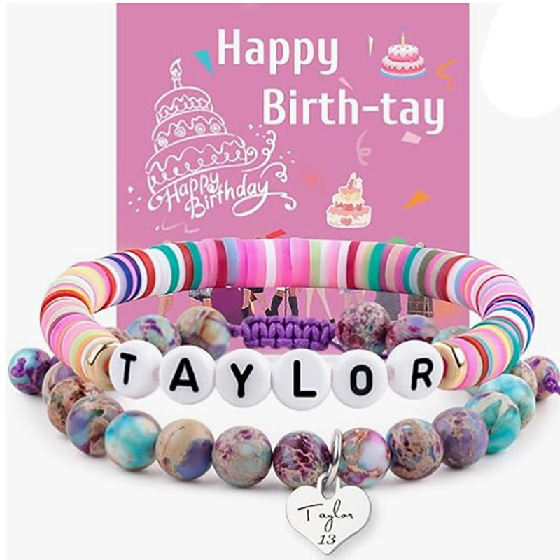 Carsine Taylor Birthday Gifts Bracelets Taylor Merch Taylor Bracelet and Birthday Card are the Best Birthday Gifts for Girls Women wife Daughter taylor-boho