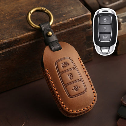 Hyundai Elantra Leather Car Key Cover 3 Button