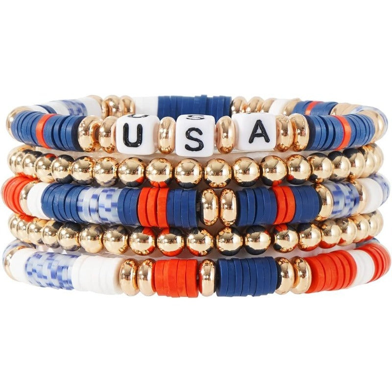 Carsine Surfer Heishi Clay Bead Bracelets for Women Bohemian Stackable Gold Beaded Stretch Bracelets Elastic Layering Friendship Bracelets Gifts USA