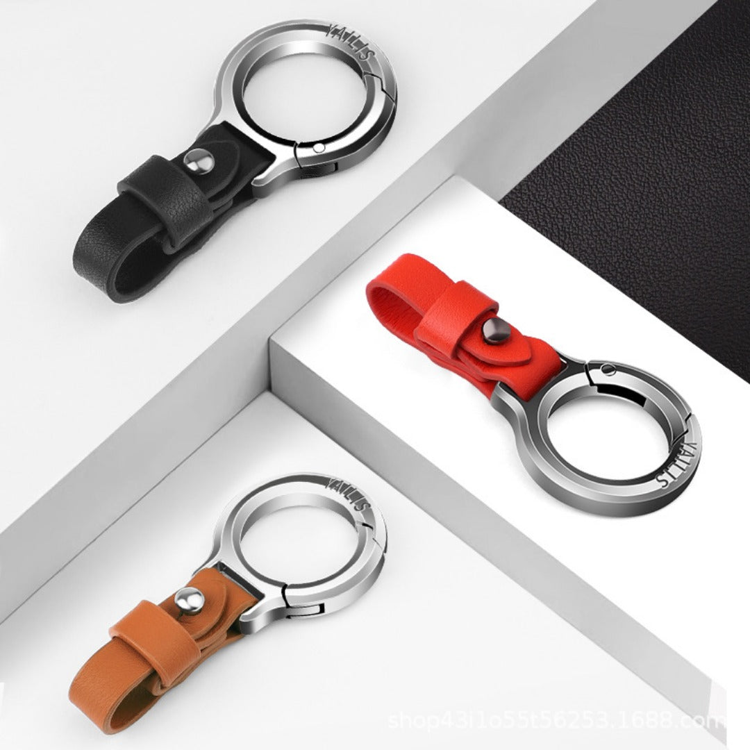 Top layer cowhide zinc alloy keychain