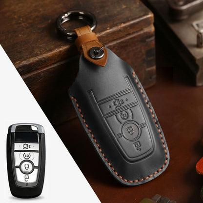 Ford Focus Explorer Kuga Sharp Aviator Lincoln Mondeo Edge F-150 Raptor Pickup Trucks Leather Car Key Cover 2,3,4,5 Button