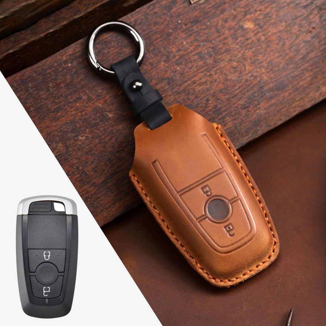 Ford Focus Explorer Kuga Sharp Aviator Lincoln Mondeo Edge F-150 Raptor Pickup Trucks Leather Car Key Cover 2,3,4,5 Button